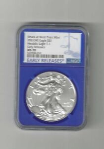 2021 (W) NGC MS70 EARLY RELEASES TYPE 1 BLUE CORE AMERICAN SILVER EAGLE (012)