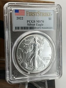2022 $1 Silver Eagle PCGS MS70 First Strike Flag Label