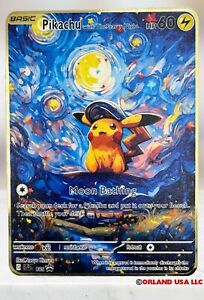 Pokemon Pikachu Moon Bathing with The Starry Night Van Gogh Gold Card