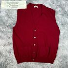 Gladstone of Hawick Scotland 100% Cashmere Burgundy Cardigan Sweater Vest Sz 46