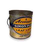Armours Simon Pure Leaf Lard Antique 4 Pound Advertising Tin Pail Good Vintage