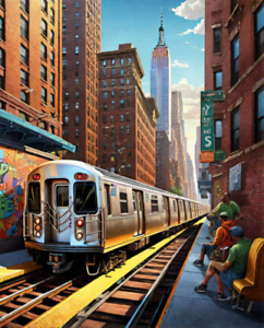 MTA New York City Subway Train Railroad Map + Free GraffitiTrain Art Print