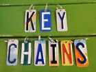 Handmade License Plate Keychain Key Ring Letters Numbers Backpack Zipper Tag