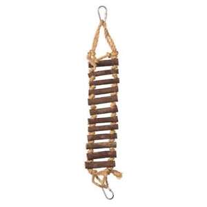 Naturals Rope Ladder Bird Toy, Wood Stairs Climbing Attachment for Bird Cage