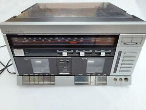 AM FM Receiver JC Penny Stereo 1714 Dual Cassette Turntable Radio