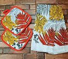 Kitchen Towels And Potholders 4pc Set Modern Ferns Dry Hands FREE SHIPPING