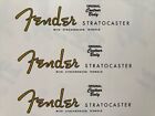 Fender Spaghetti Stratocaster Waterslide Headstock Decal (3 pcs. Flat Gold)