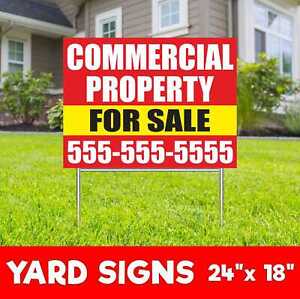 COMMERCIAL PROPERTY FOR SALE Yard Sign Corrugate Plastic with H-Stakes Realtor