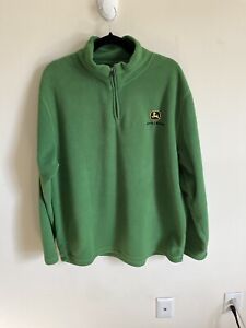 John Deere Men's Fleece Sweater Pullover Long Sleeve 1/4 Zip Green Size Large