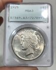 1925 Peace Dollar graded MS63 by PCGS Haze Coin Rattler Holder