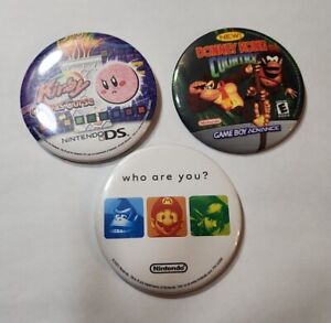 Lot Of 3 Vintage 2000 Nintendo Ds & Gameboy Video Game Advertising Button/ Pin