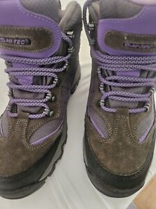 Hi-Tec Purple Gray Suede Mid Lace Up Waterproof Hiking  Boots Women's Size 10