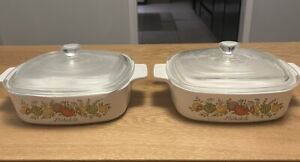 Spice of Life L’Echalote 1 Quart Casserole Corning Ware A-1-B with Lids Set Of 2