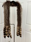 VINTAGE NATURAL FOX SCARF/WRAP/STOLE WITH FOX TAILS
