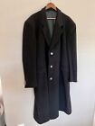 Vintage 80s Charcoal Gray Cashmere Wool Blend Long Trench Coat Mens Sz 52R Italy