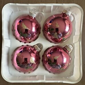 Martha Stewart Woodland Holiday Stenciled Glitter Bird Glass Christmas Ornaments