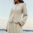 Slimming Button Cardigan Sweater Ultra-Soft Solid Knit Bell Sleeves Open-Front