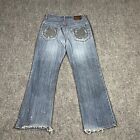 VTG Mark Ecko Jeans Mens 32x30 Bootcut Baggy Whiskered Denim Distressed Y2K 00s