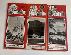 Set 3 Honolulu Guide Book  Royal Hawaiian Hotel Honolulu Hawaii Matson 1940s