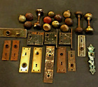 Antique Door Knobs Back Plates Locks Victorian Cast Brass Restoration Lot #D11