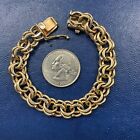 VINTAGE 1940s- 50s  14K Solid Yellow Gold 6 3/4” HEAVY  Curb Link Charm Bracelet