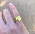 Men's Engravable Pinky Signet Engagement Band Ring 14K Yellow Gold Plated Silver