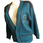 SMALL Vintage Womens Cardigan Sweater BUGLE BOY LETTERMAN EMBROIDERED Knit