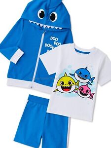 Baby Shark Costume Hoodie Jacket Shirt Outfit Set Size 2 3 4 5 Toddler Girl Boys