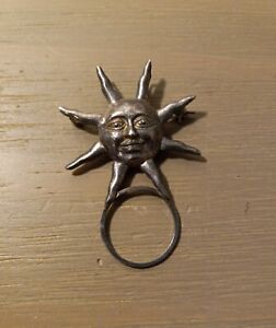 Vtg Brooch Pin Sun Face Charm Holder 925 Sterling Silver Jewelry