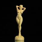 Chinese Boxwood Huang-yang wood carving Naked girl statue黄杨木.裸体女孩60188