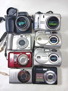 Lot of 8 Digital Cameras Canon Nikon Sony Olympus Fuji  Samsung and Kodak