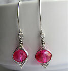 Ladies Fashion Pink Earrings, Handcrafted, Silver Dangle, Gift For Her