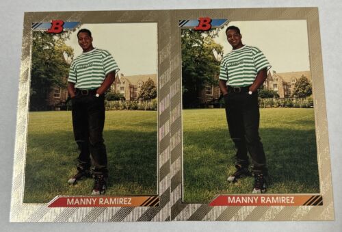 New ListingROOKIE LOT of 2 GOLD FOIL CARDS Manny Ramirez 1992 Bowman #676 RC NEAR MINT Sox