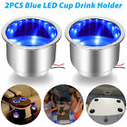 2PCS Stainless Steel Blue LED Cup Drink Holder Polished for Marine Boat Truck RV