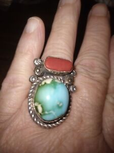 Vintage Navajo Designer Signed Turquoise Ring