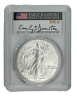 2022 PCGS MS70 SILVER EAGLE FIRST STRIKE SIGNED EMILY DAMSTRA BLACK FLAG LABEL