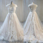 Elegant Long A Line Wedding Dresses Lace Appliques Tulle White Ivory Bridal Gown