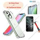 For iPhone 15 12 11 Pro Max XR Xs X 8 7 6 Clear Case Cover With Screen Protector