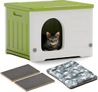Plastic Cat House for Outdoor Indoor Use, Stackable Feral Cat Shelter Indoor Cat
