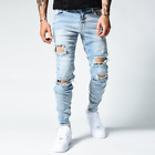 Men's Ripped Blue Jeans Distressed Denim Skinny Washed Pants | FREE SHIPPING