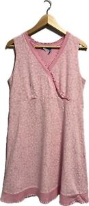 Fresh Produce Womens Tank Dress Pink Paisley Ruffle 100% Cotton Size Medium