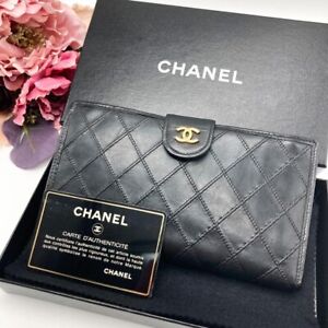 Vintage CHANEL Matelasse CC Leather Long Wallet - black caviar leather wallet