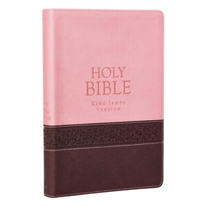The Holy Bible KJV Thinline Large Print Pink / Brown Jesus Words In Red