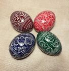 Set of 4 Wooden eggs Decorate for Easter Gift Pysanky Pysanka Handmade 2,5