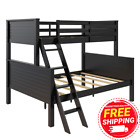 Convertible Twin Over Full Bunk Bed Solid Wood Frame Black