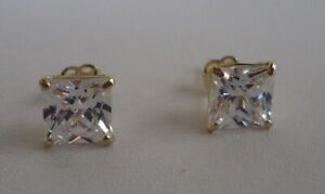 2Ct Princess Cut Lab Created Diamond Women's Stud Earring 14K Yellow Gold Plated