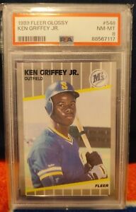 1989 fleer glossy KEN GRIFFEY JR  psa 8 #548 Edit: With PSA box Included