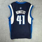 Dirk Nowitzki Jersey Mens Medium #41 Dallas Mavs Adidas Iron On Blue White