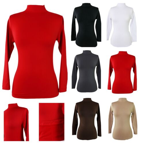 Pick Your Sexy Soft Seamless Stretch Long Sleeve Mock Neck Turtleneck Blouse Top