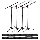 DJ Pro Audio Band Microphone Tripod Boom Stands w Carry Bags & Mic Clips 4 Pack